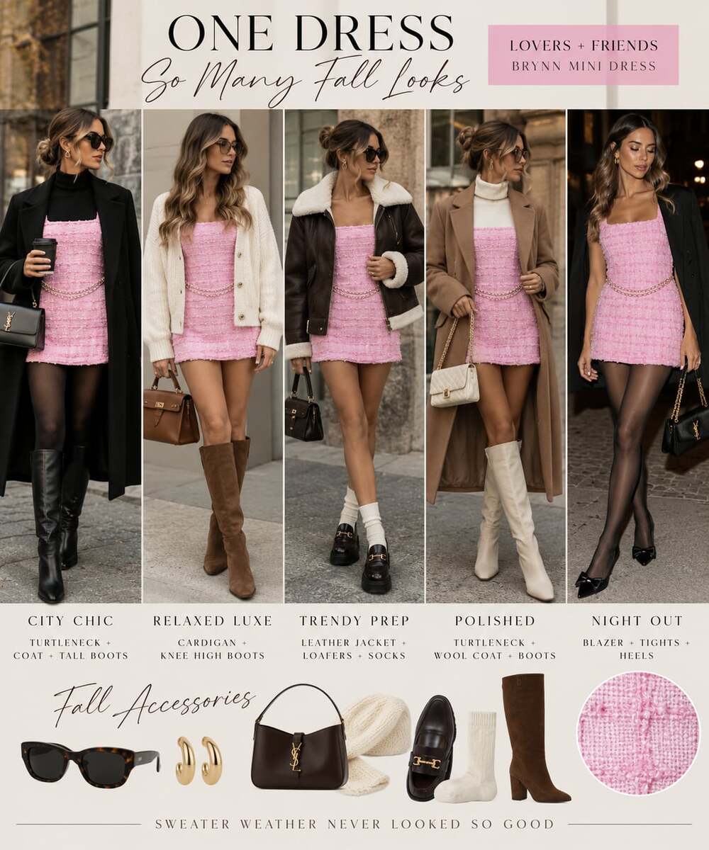 Lovers + Friends Brynn Mini Dress L Pink Tweed Chain Belt Coquette $289